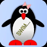 Esther the penguin. Learn to swim.